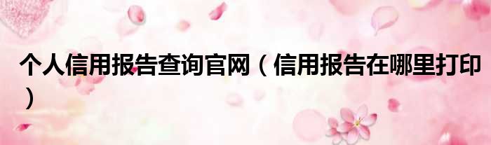 个人信用报告查询官网 信用报告在哪里打印