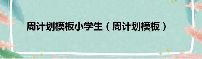 周计划模板小学生 周计划模板