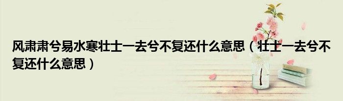 风肃肃兮易水寒壮士一去兮不复还什么意思 壮士一去兮不复还什么意思