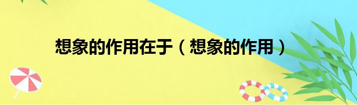 想象的作用在于 想象的作用
