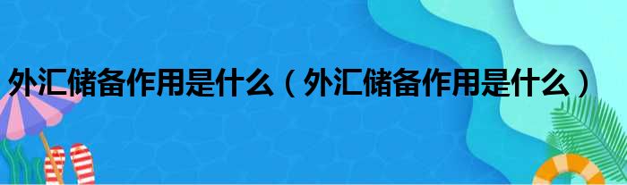 外汇储备作用是什么 外汇储备作用是什么