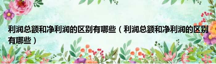 利润总额和净利润的区别有哪些 利润总额和净利润的区别有哪些