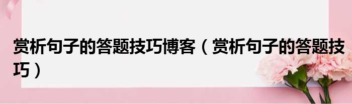 赏析句子的答题技巧博客 赏析句子的答题技巧