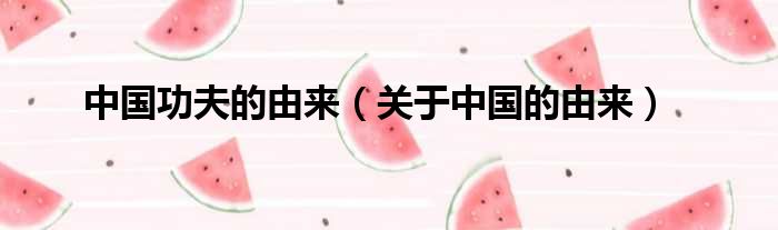 中国功夫的由来 关于中国的由来