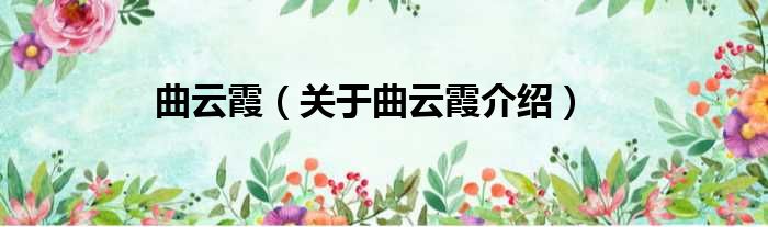 曲云霞 关于曲云霞介绍