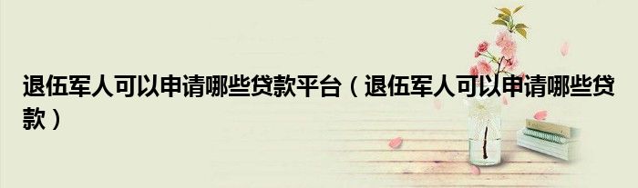 退伍军人可以申请哪些贷款平台 退伍军人可以申请哪些贷款