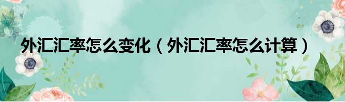 外汇汇率怎么变化 外汇汇率怎么计算