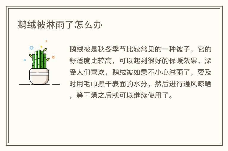 鹅绒被淋雨了怎么办