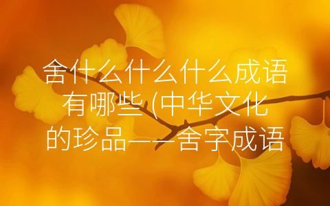 舍什么什么什么成语有哪些 (中华文化的珍品——舍字成语)