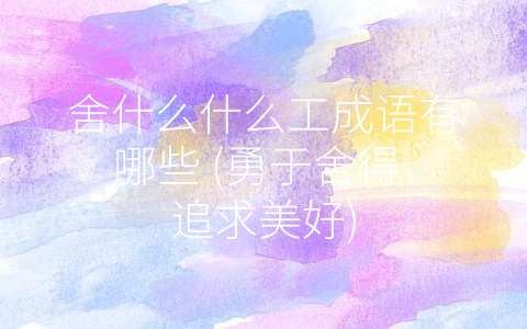 舍什么什么工成语有哪些 (勇于舍得，追求美好)