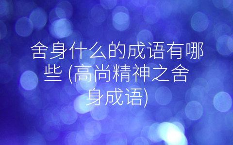 舍身什么的成语有哪些 (高尚精神之舍身成语)