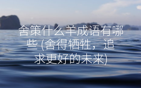 舍策什么羊成语有哪些 (舍得牺牲，追求更好的未来)