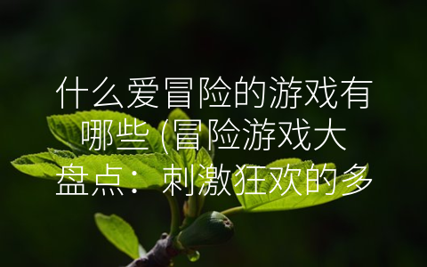 什么爱冒险的游戏有哪些 (冒险游戏大盘点：刺激狂欢的多样选择)