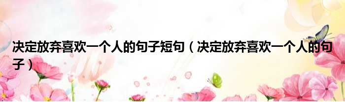 决定放弃喜欢一个人的句子短句 决定放弃喜欢一个人的句子