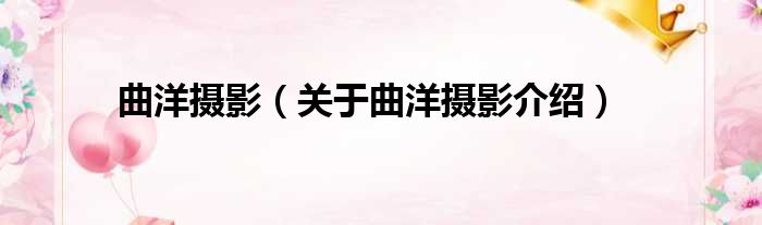 曲洋摄影 关于曲洋摄影介绍