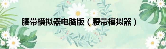 腰带模拟器电脑版 腰带模拟器