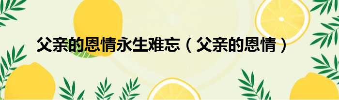 父亲的恩情永生难忘 父亲的恩情