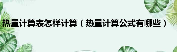 热量计算表怎样计算 热量计算公式有哪些