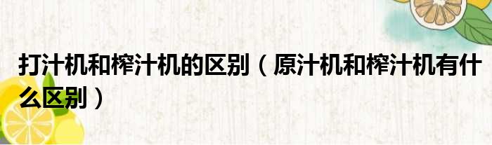 打汁机和榨汁机的区别 原汁机和榨汁机有什么区别