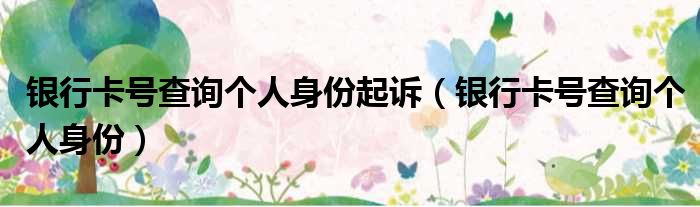 银行卡号查询个人身份起诉 银行卡号查询个人身份