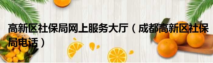 高新区社保局网上服务大厅 成都高新区社保局电话