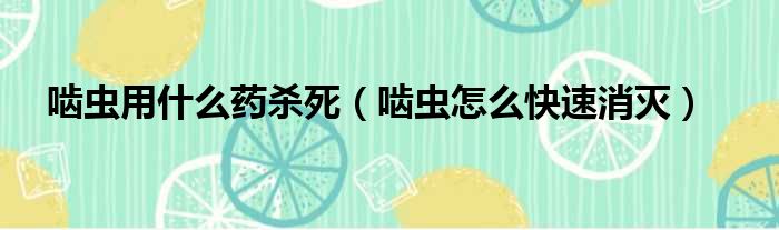 啮虫用什么药杀死 啮虫怎么快速消灭