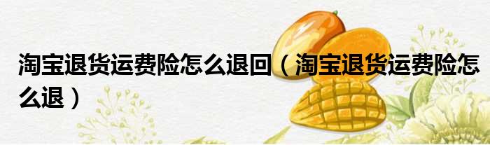 淘宝退货运费险怎么退回 淘宝退货运费险怎么退