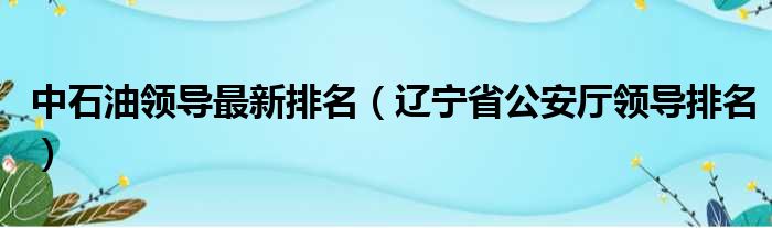 中石油领导最新排名 辽宁省公安厅领导排名