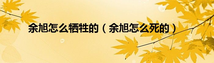 余旭怎么牺牲的 余旭怎么死的