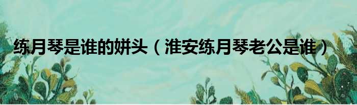 练月琴是谁的姘头 淮安练月琴老公是谁