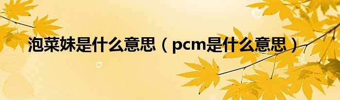 泡菜妹是什么意思 pcm是什么意思