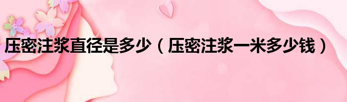 压密注浆直径是多少 压密注浆一米多少钱