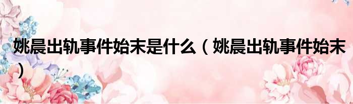 姚晨出轨事件始末是什么 姚晨出轨事件始末
