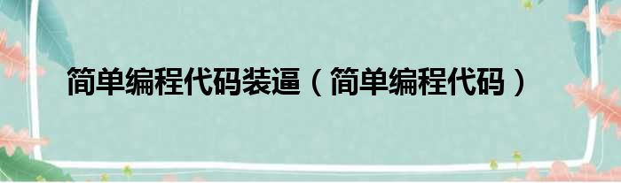 简单编程代码装逼 简单编程代码