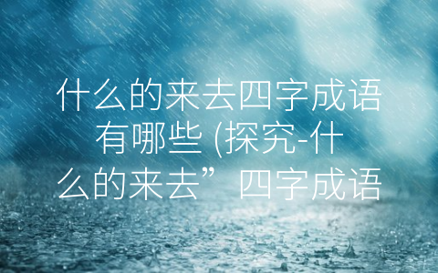 什么的来去四字成语有哪些 (探究-什么的来去”四字成语的意义及运用)