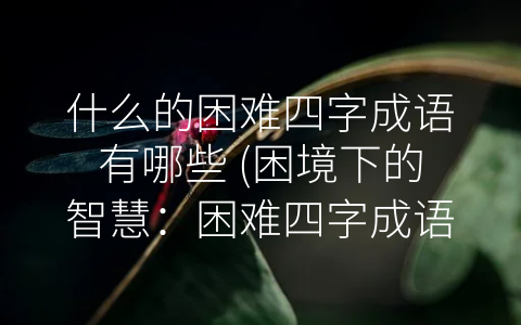 什么的困难四字成语有哪些 (困境下的智慧：困难四字成语)
