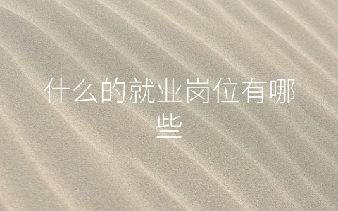 什么的就业岗位有哪些