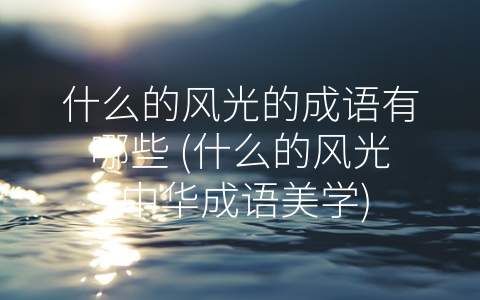 什么的风光的成语有哪些 什么的风光 中华成语美学