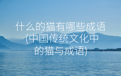 什么的猫有哪些成语 (中国传统文化中的猫与成语)