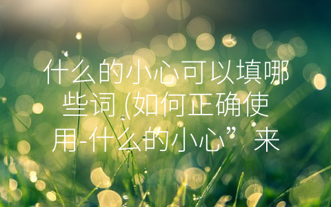 什么的小心可以填哪些词 (如何正确使用-什么的小心”来预防危险？)