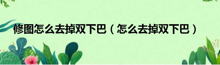 修图怎么去掉双下巴 怎么去掉双下巴