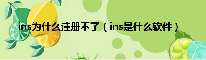 ins为什么注册不了 ins是什么软件