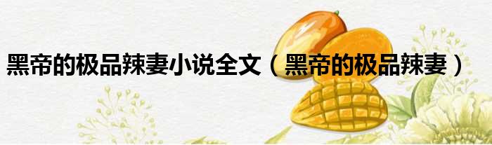 黑帝的极品辣妻小说全文 黑帝的极品辣妻