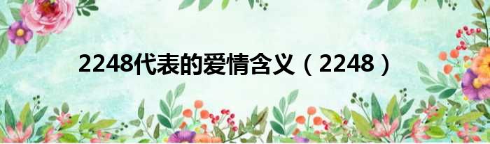 2248代表的爱情含义 2248