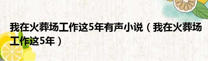 我在火葬场工作这5年有声小说 我在火葬场工作这5年