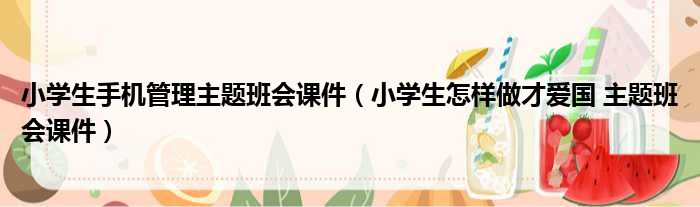 小学生手机管理主题班会课件 小学生怎样做才爱国 主题班会课件