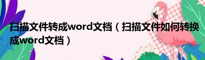 扫描文件转成word文档 扫描文件如何转换成word文档