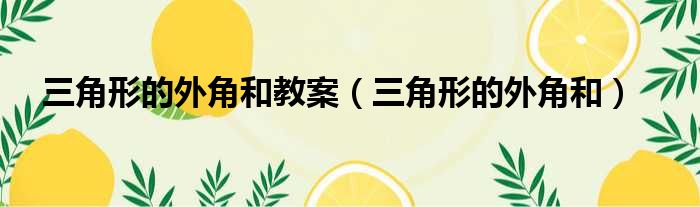 三角形的外角和教案 三角形的外角和