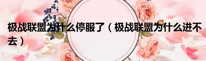 极战联盟为什么停服了 极战联盟为什么进不去