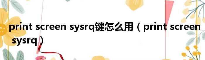 print screen sysrq键怎么用 print screen sysrq